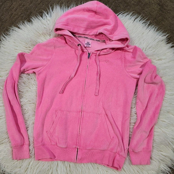 VS pink 2011 medium hoodie jacket gorgeous Sequins p to pit 20in - Picture 4 of 11